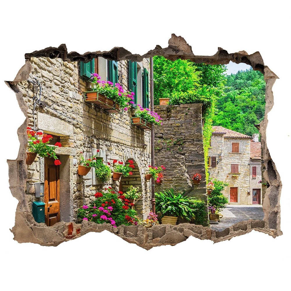 3D wall hole wallpaper Charming street