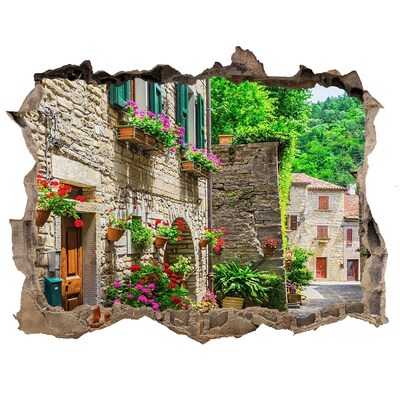 3D wall hole wallpaper A charming street in the town