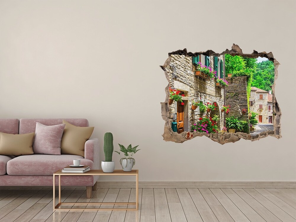 3D wall hole wallpaper Charming street