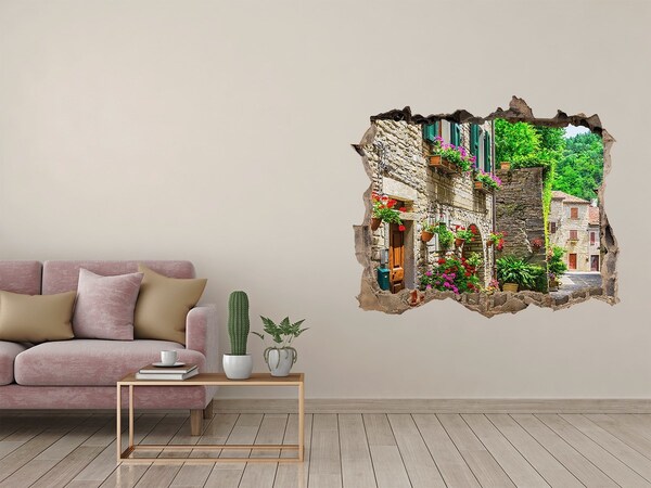 3D wall hole wallpaper A charming street in the town