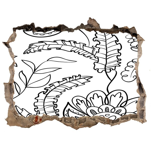 3D wall hole wallpaper Tropical vegetation in a hole in the wall