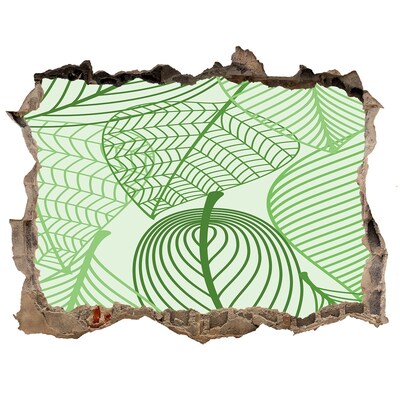 3D wall hole wallpaper A green paradise among the leaves