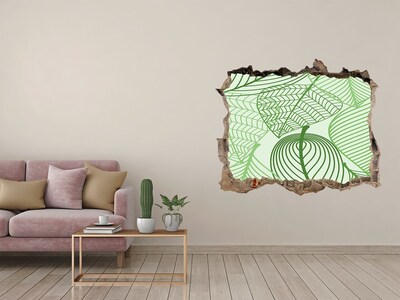 3D wall hole wallpaper A green paradise among the leaves
