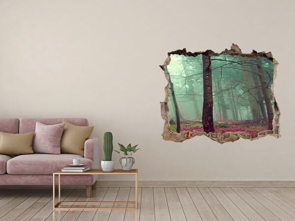Hole wall sticker Enchanted Forest in the Fog