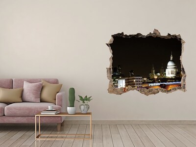 Hole in the wall sticker Night view of London through a hole in the wall