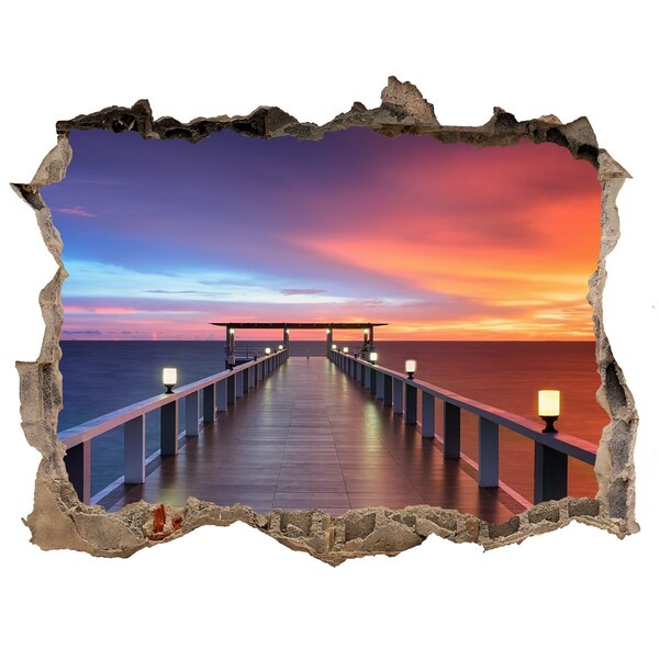 Hole wall sticker Sunset over the pier