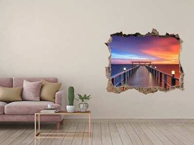Hole wall sticker Sunset over the pier