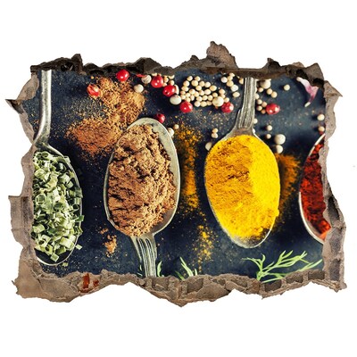 Hole in the wall decal Colorful spices in the kitchen