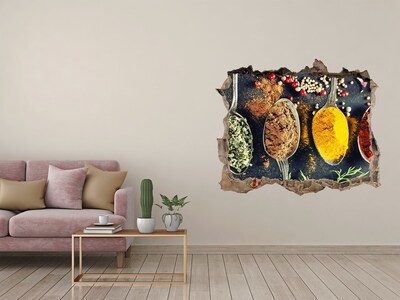 Hole in the wall decal Colorful spices in the kitchen