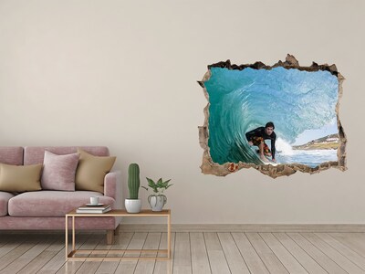 Hole wall sticker Surfing in the ocean