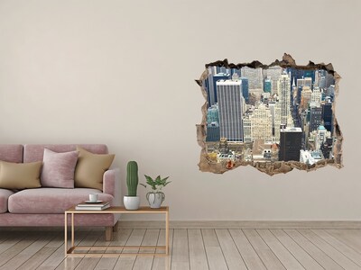 3D wall hole View of Manhattan