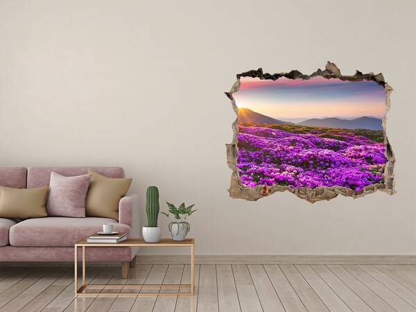Hole wall sticker Floral landscape in the mountains