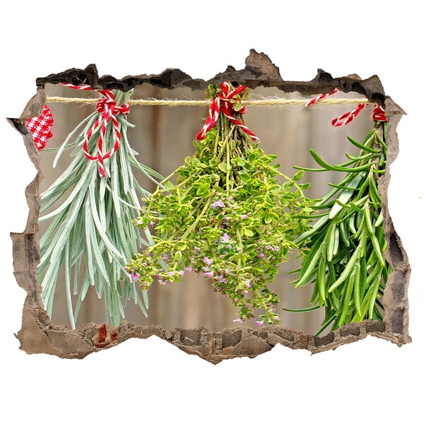 3D wall hole wallpaper Herbs on a string