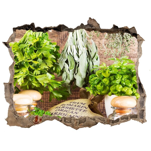 3D wall hole Green kitchen with herbs