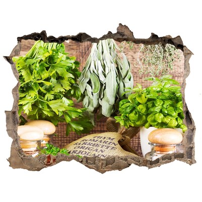 3D wall hole Green kitchen with herbs