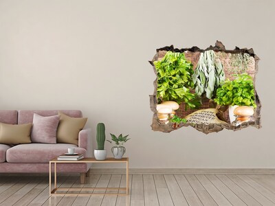 3D wall hole Green kitchen with herbs