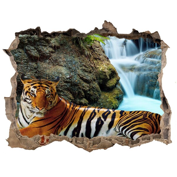 Hole in the wall sticker Tiger in the wild jungle