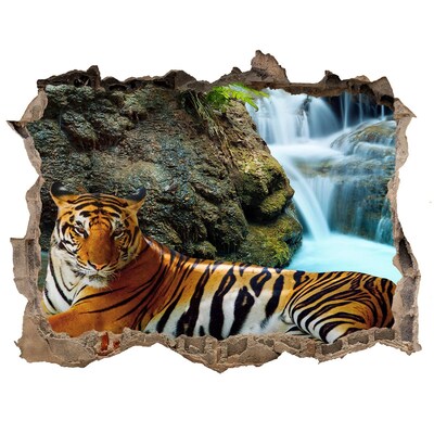 Hole in the wall sticker Tiger in the wild jungle