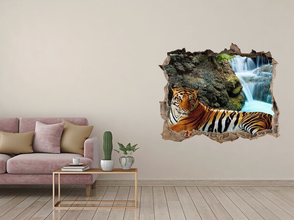 Hole in the wall sticker Tiger in the wild jungle