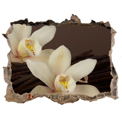 Hole in the wall sticker Orchid flowers in a damaged wall