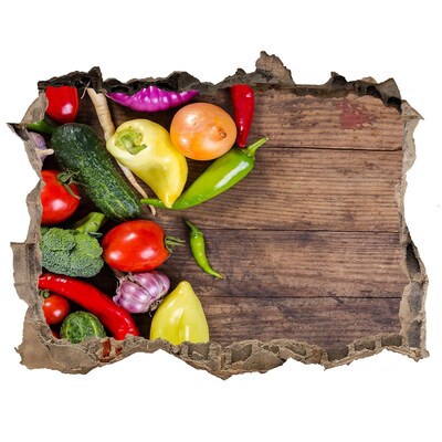 Hole wall sticker Fruit and Vegetables in a Hole in the Wall