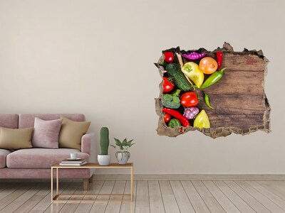 Hole wall sticker Fruit and Vegetables in a Hole in the Wall