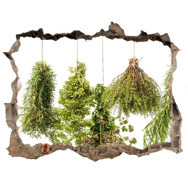 3D wall hole wallpaper Herbs on a string