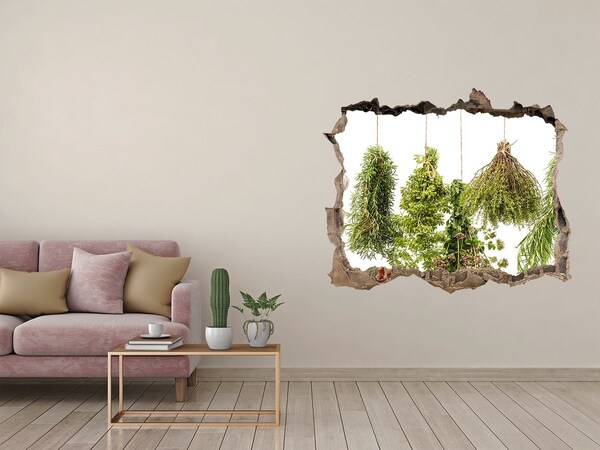 3D wall hole wallpaper Herbs on a string