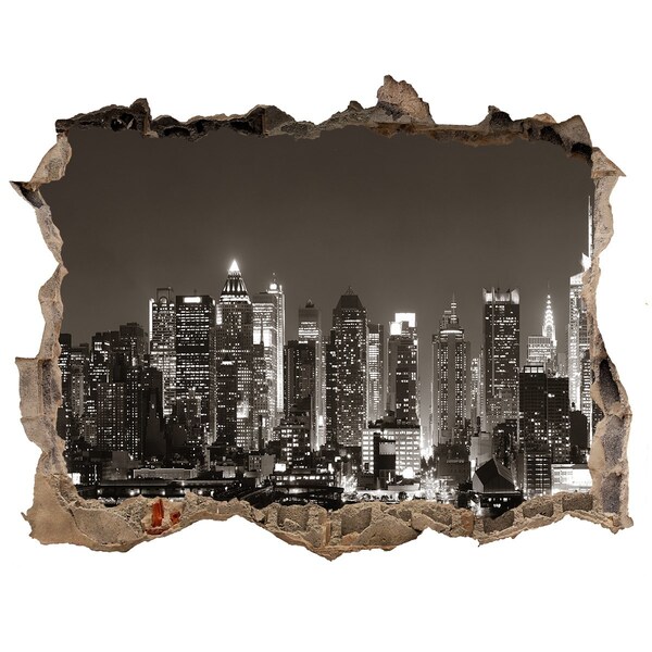 Hole in the wall sticker New York skyline at night