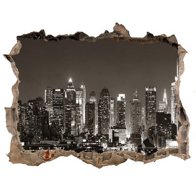 Hole in the wall sticker New York skyline at night