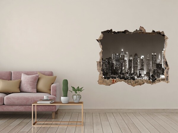 Hole in the wall sticker New York skyline at night