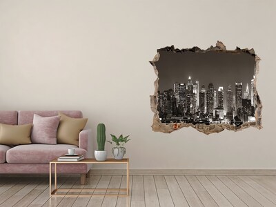 Hole in the wall sticker New York skyline at night