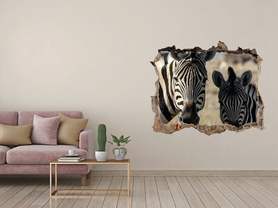 Hole in the wall sticker Zebras in their natural habitat