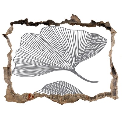 Hole in the wall sticker Leaves in concrete