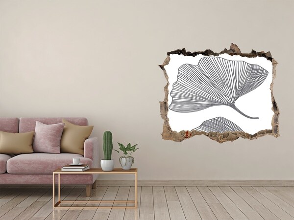 Hole in the wall sticker Leaves in concrete