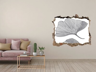 Hole in the wall sticker Leaves in concrete