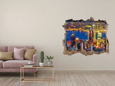 Hole in the wall sticker View of Hong Kong at night