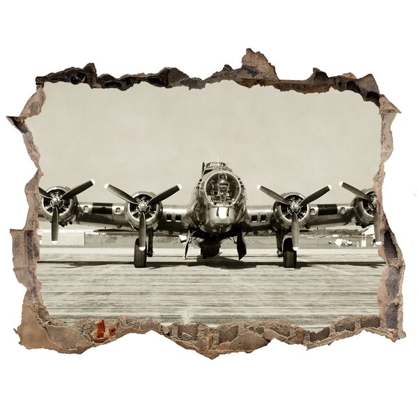 3D wall hole wallpaper Old bomber