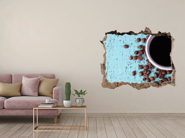 3D wall hole wallpaper A coffee moment of relaxation