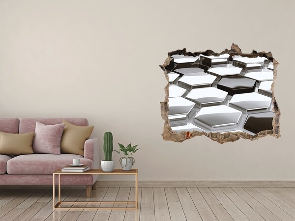 3D wall hole wallpaper Modern hexagons in concrete