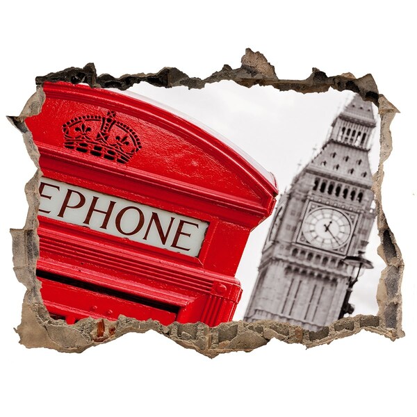 Hole in the wall sticker London scenery with a telephone booth