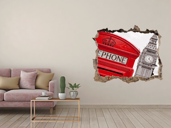 Hole in the wall sticker London scenery with a telephone booth
