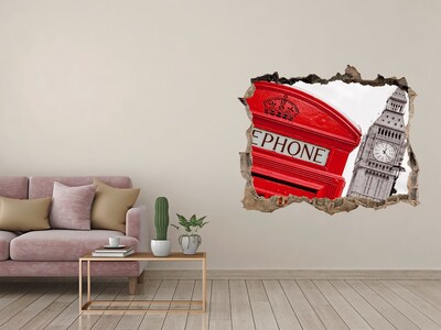 Hole in the wall sticker London scenery with a telephone booth
