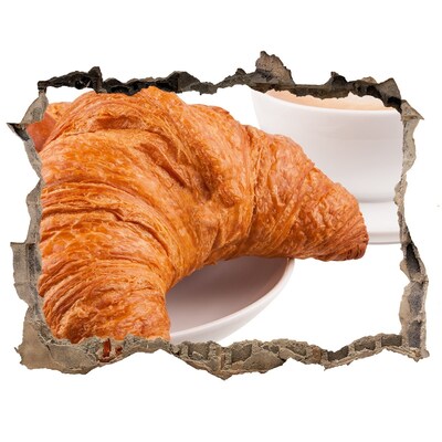 Hole wall sticker Croissants and coffee