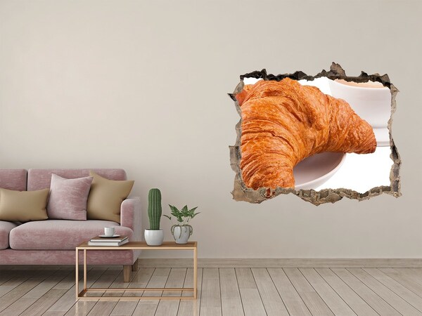 Hole wall sticker Croissants and coffee