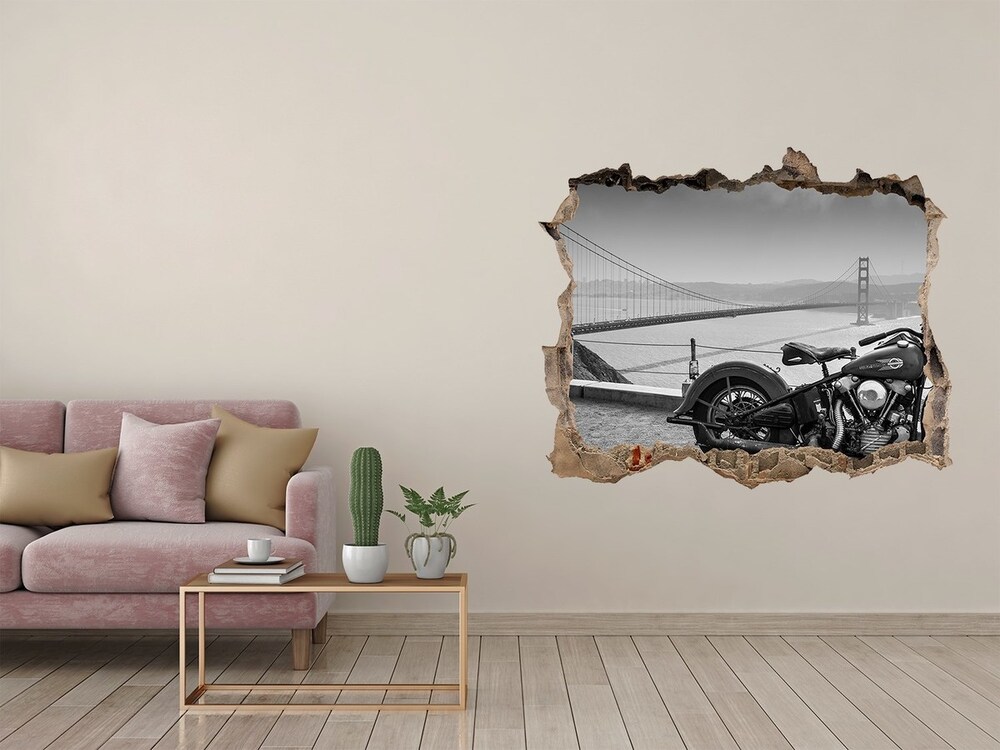 Hole wall sticker Motorbike