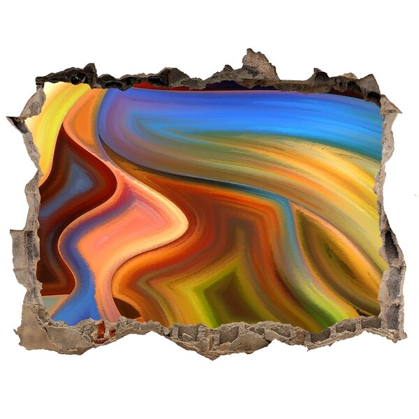 Hole wall sticker A colorful landscape in a hole in the wall