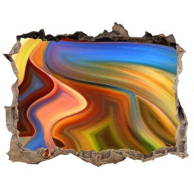 Hole wall sticker A colorful landscape in a hole in the wall