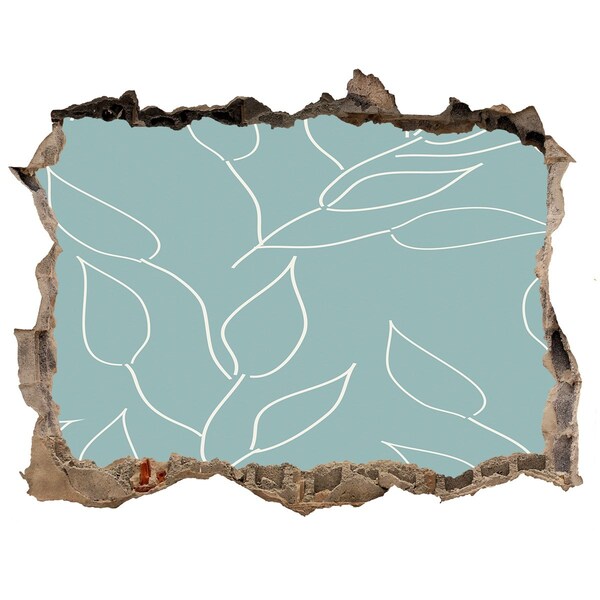 3D wall hole Green wall with a plant pattern