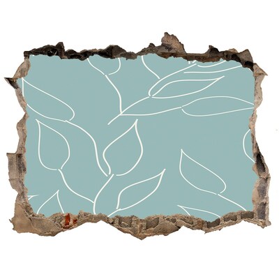 3D wall hole Green wall with a plant pattern